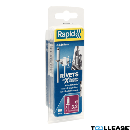 Rapid RVS blindklinknagels Ø3,2 x 8 mm 5000393 50 stuks - 1