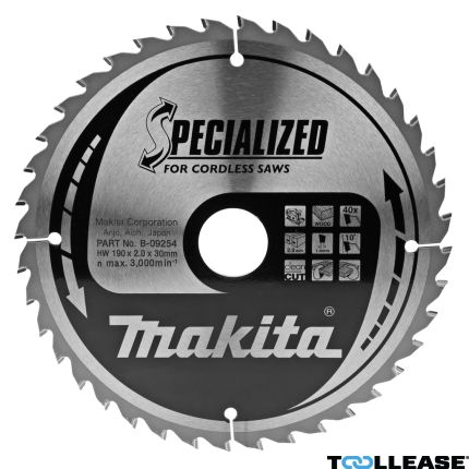 Makita B-09254 HM zaagblad Specialized Hout 190 x 30 x 2,0 40T 10g - 1