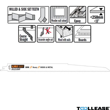 CMT JS1210VF-5 JS1210VF Reciprozaagbladen 5 stuks Bi-metaal 300mm x 1, 6 x 5-8TPI hout met nagels, metaal, hout, spaanplaat, glasvezelversterkte kunstof, epoxy, sloopwerken. - 1