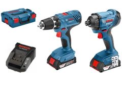 Bosch Blauw GSR 18V-21 Accuboor + GDR 18V-160 slagschroever 18 Volt 2,0 AH Li-Ion in L-BOXX 06019G5101