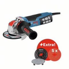 Bosch Blauw X-LOCK GWX 19-125 S Haakse Slijper 125mm 1900W  + 5 x Fiberschijf + steunschijf 0615990M34