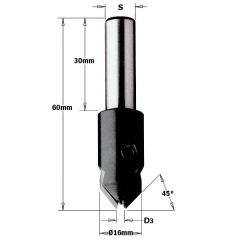 CMT 521.030.11 Verzinker rechts 16mm, schacht 10 x 30