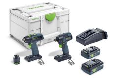 Festool 577244 TID 18 HPC 4,0-Set T18 Combiset - TID 18 Accu Slagschroevendraaier + T18+3 Accuboormachine 18V 4,0Ah Li-Ion