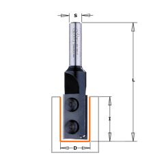 CMT 654.692.12 Rechte frees met wisselbare messen Z2 19 mm x 110 mm schacht 20 mm