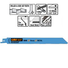 CMT JS1025VF-5 JS1025VF Reciprozaagbladen 5 stuks Bi-metaal 200mm x 1, 25 x 10-14TPI Toepassing: Metaal plaat (2-10mm), dun en dikwandige buizen en profielen, sloopwerken in metaal.