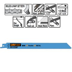 CMT JS1122BF-5 JS1122BF Reciprozaagbladen 5 stuks Bi-metaal 225mm x 0, 9 x 14TPI Toepassing: Metaal plaat (3-8mm), massieve buizen en profielen.