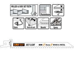 CMT JS711DF-5 JS711DF Reciprozaagbladen 5 stuks Bi-metaal 150mm x 1, 25 x 6 TPI Toepassing: hout met nagels, metaal, spaanplaat, kunstofprofielen, met glasvezelversterkte kunststof, epoxy, gipsplaat.